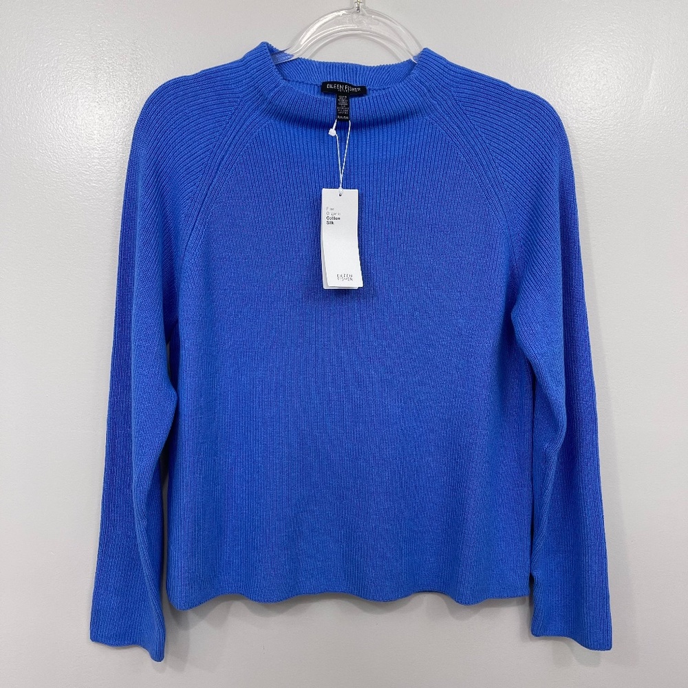 Eileen Fisher Blue Funnel Sweater PM NWT